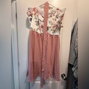 Floral Pink and White Dress